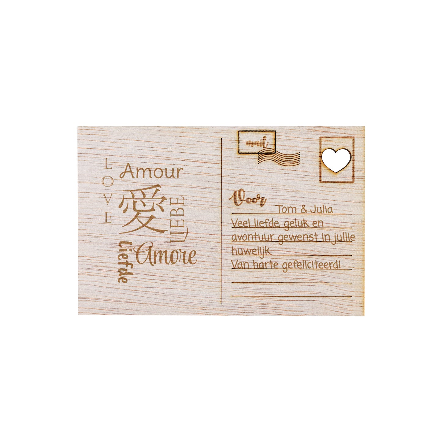 Houten kaart - Amore, Love, Liefde, ...