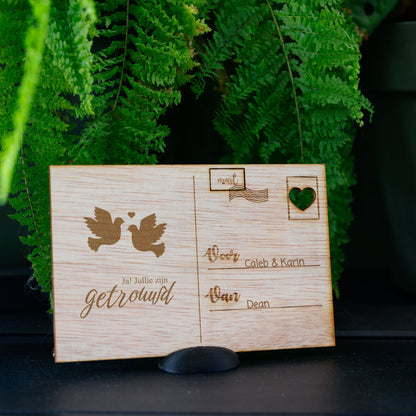 Houten kaart - Ja! Jullie zijn getrouwd