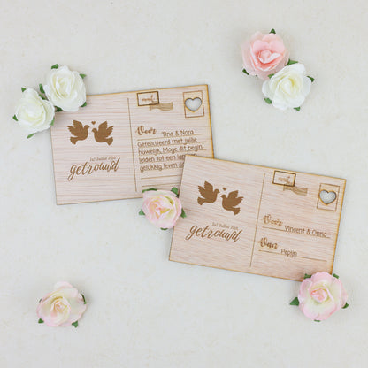 Houten kaart - Ja! Jullie zijn getrouwd