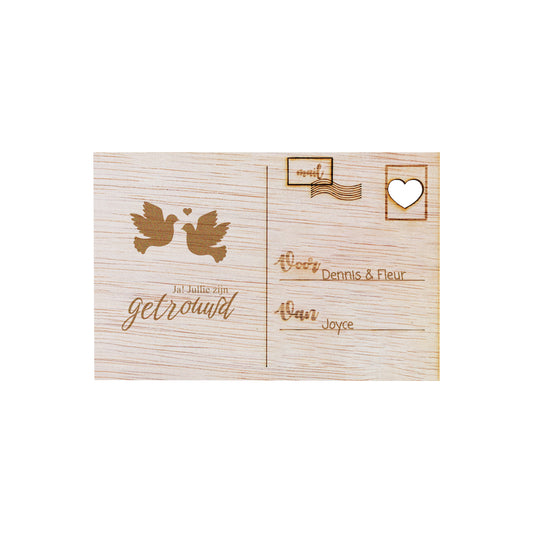 Houten kaart - Ja! Jullie zijn getrouwd