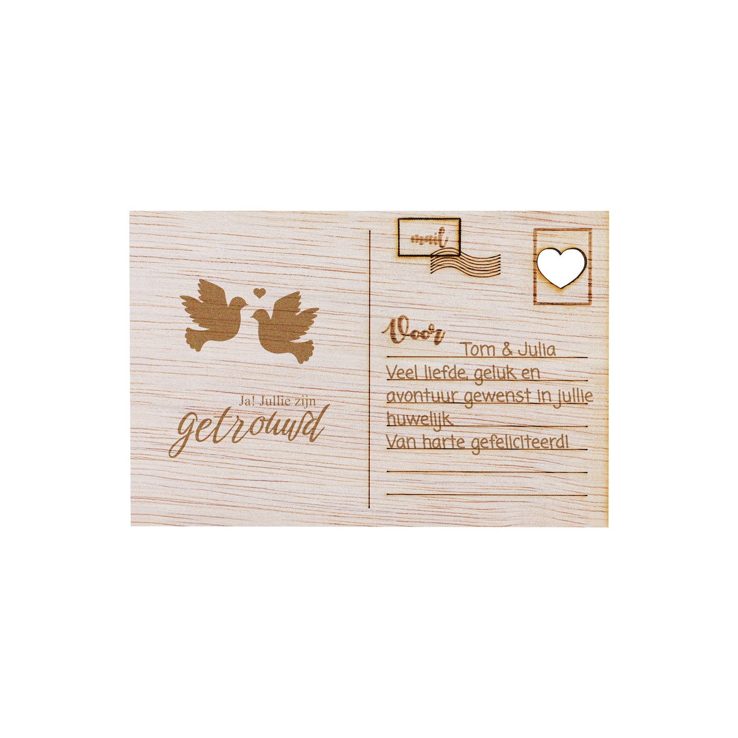 Houten kaart - Ja! Jullie zijn getrouwd