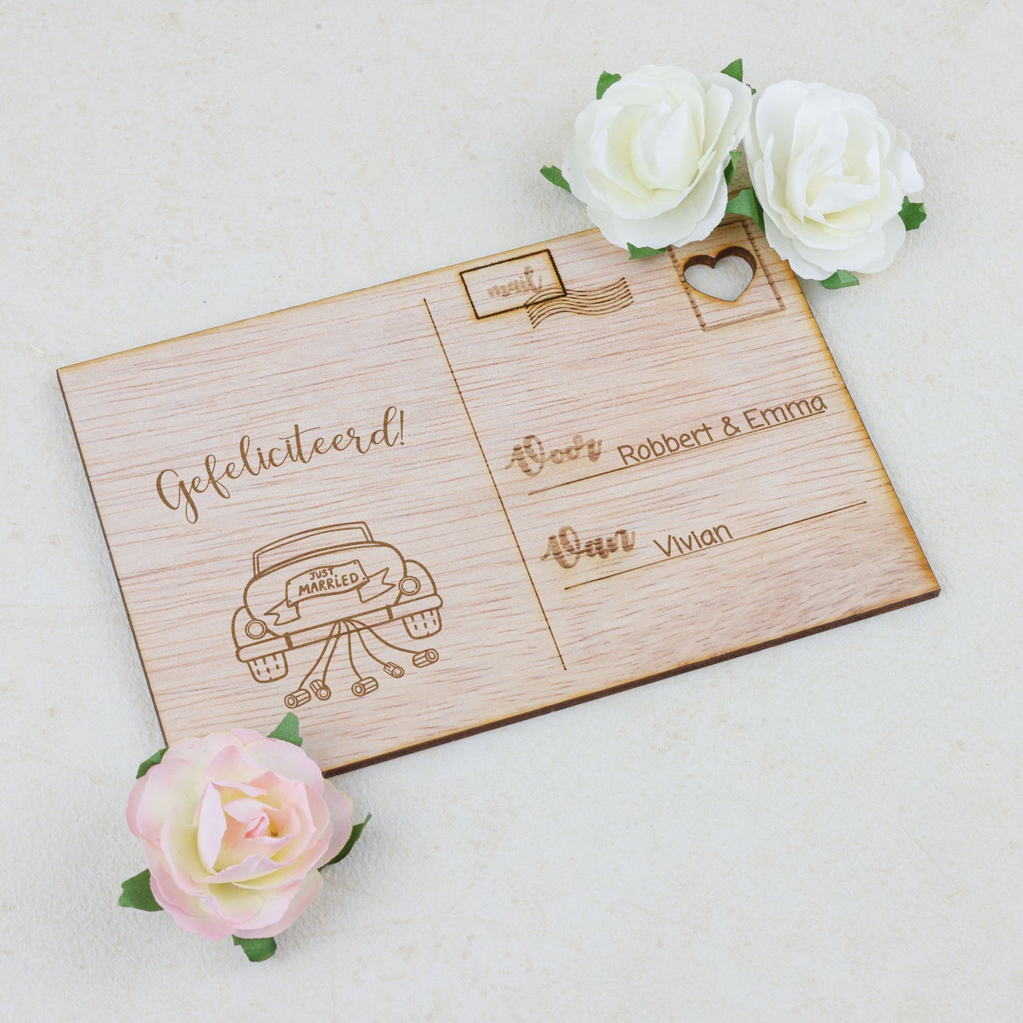 Houten kaart - Just married