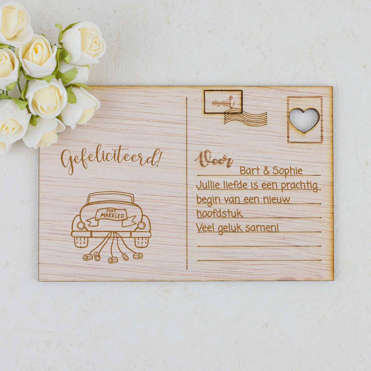 Houten kaart - Just married