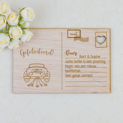Houten kaart - Just married