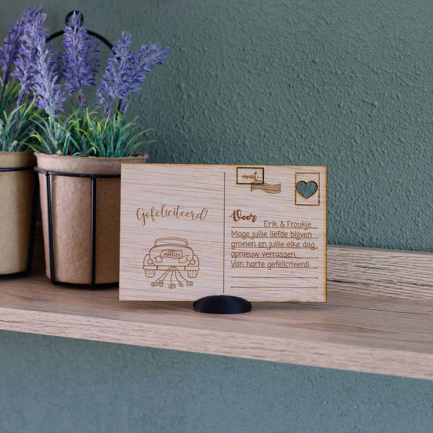 Houten kaart - Just married