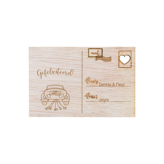 Houten kaart - Just married