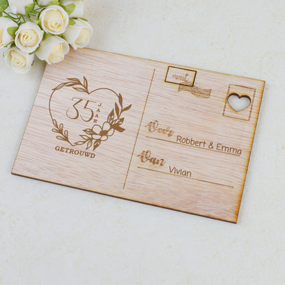 Houten kaart - ... jaar getrouwd