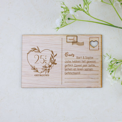 Houten kaart - ... jaar getrouwd