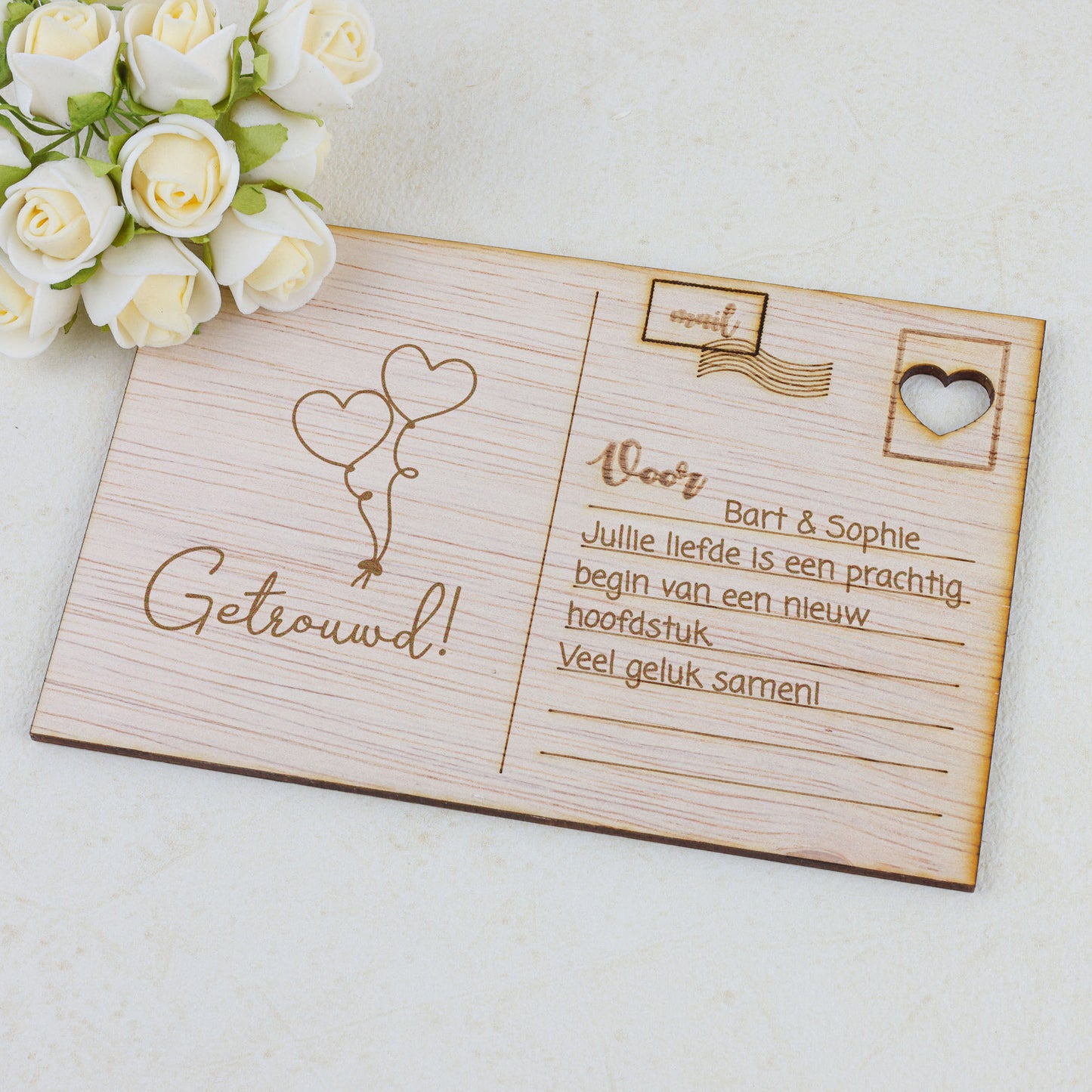 Houten kaart - Getrouwd!