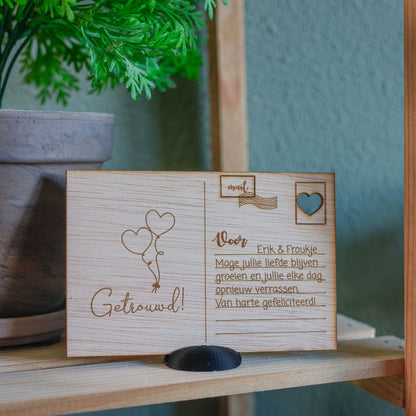 Houten kaart - Getrouwd!