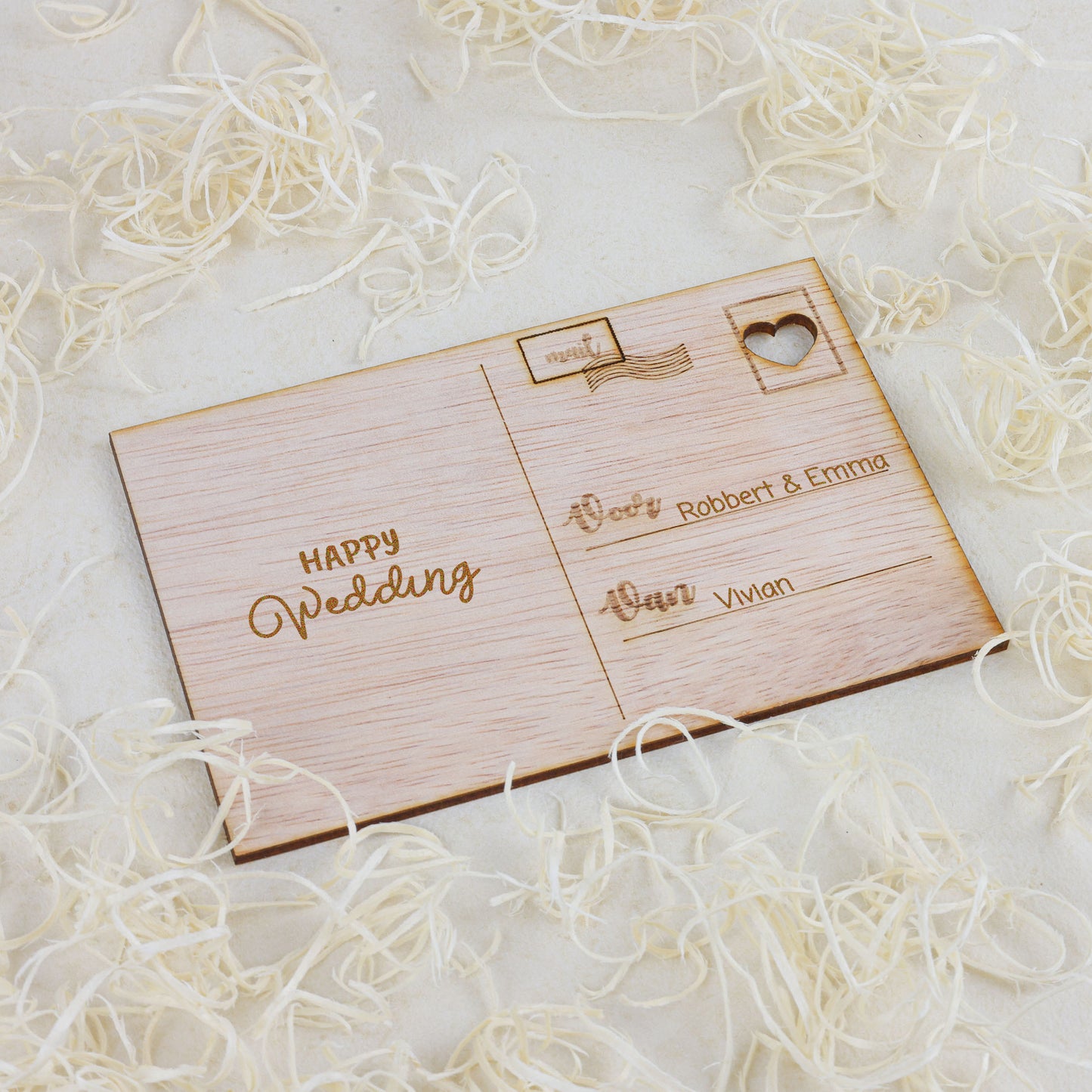 Houten kaart - Happy Wedding