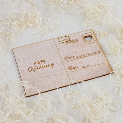 Houten kaart - Happy Wedding