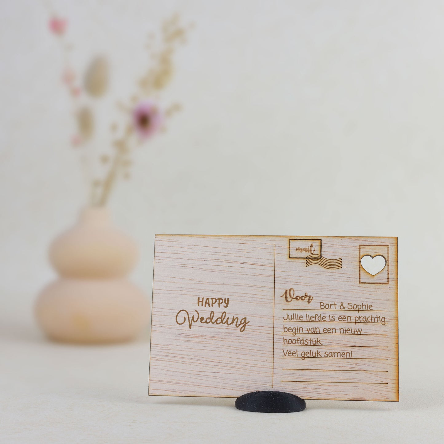 Houten kaart - Happy Wedding