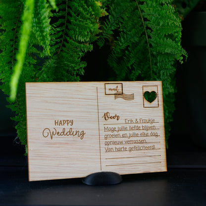 Houten kaart - Happy Wedding