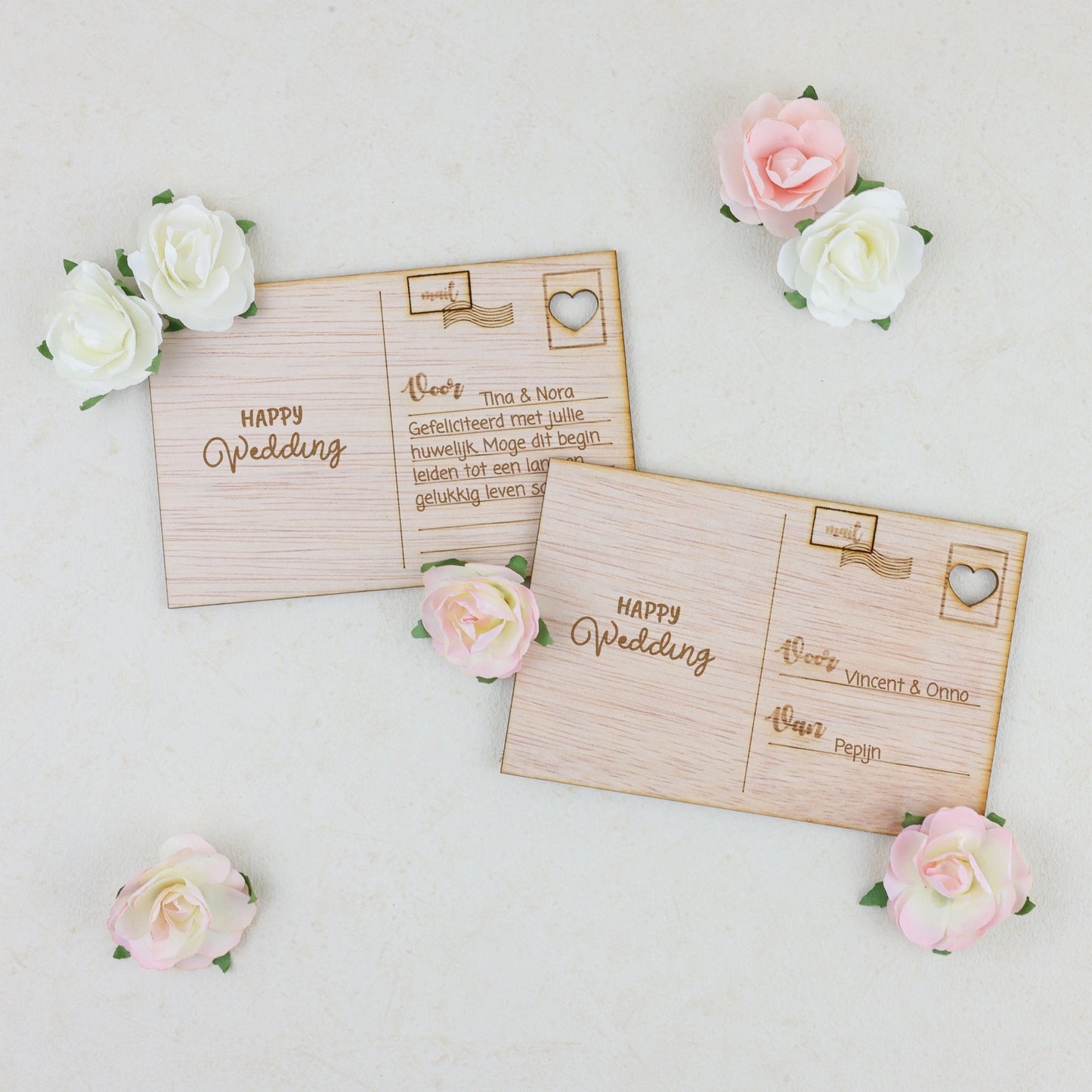 Houten kaart - Happy Wedding