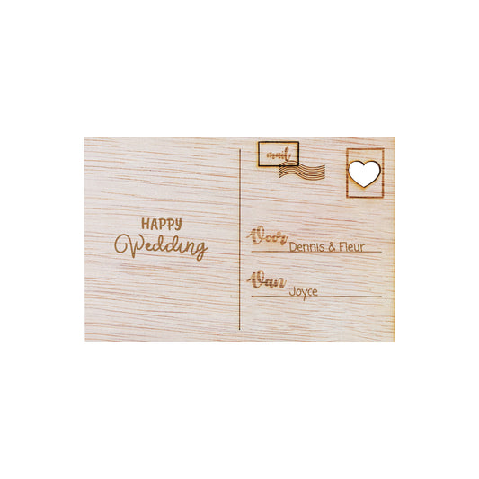 Houten kaart - Happy Wedding