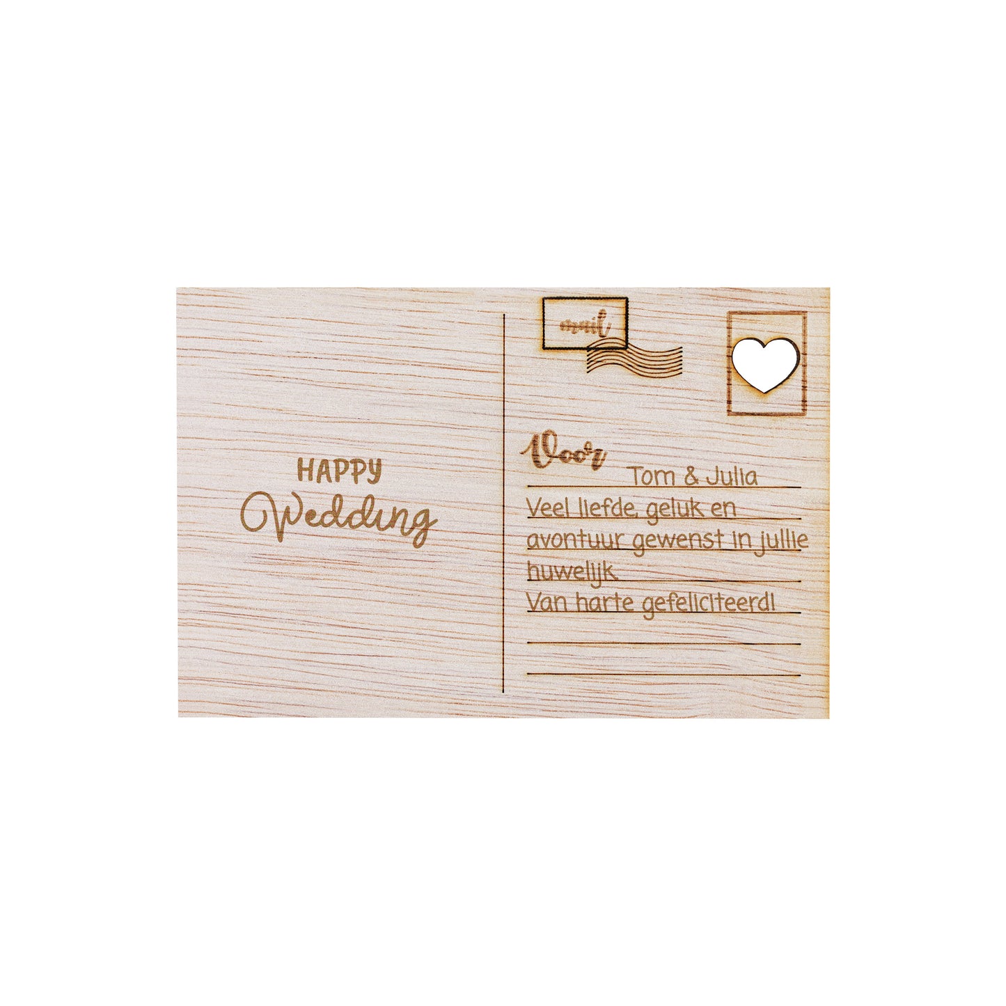 Houten kaart - Happy Wedding