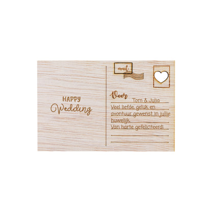 Houten kaart - Happy Wedding