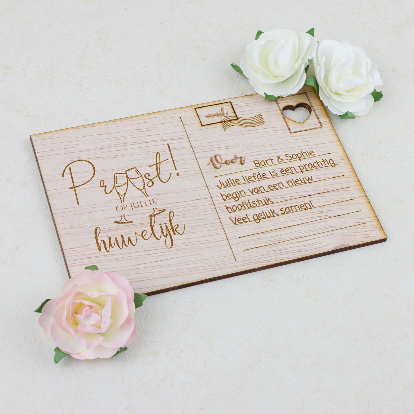 Houten kaart - Proost! op jullie huwelijk