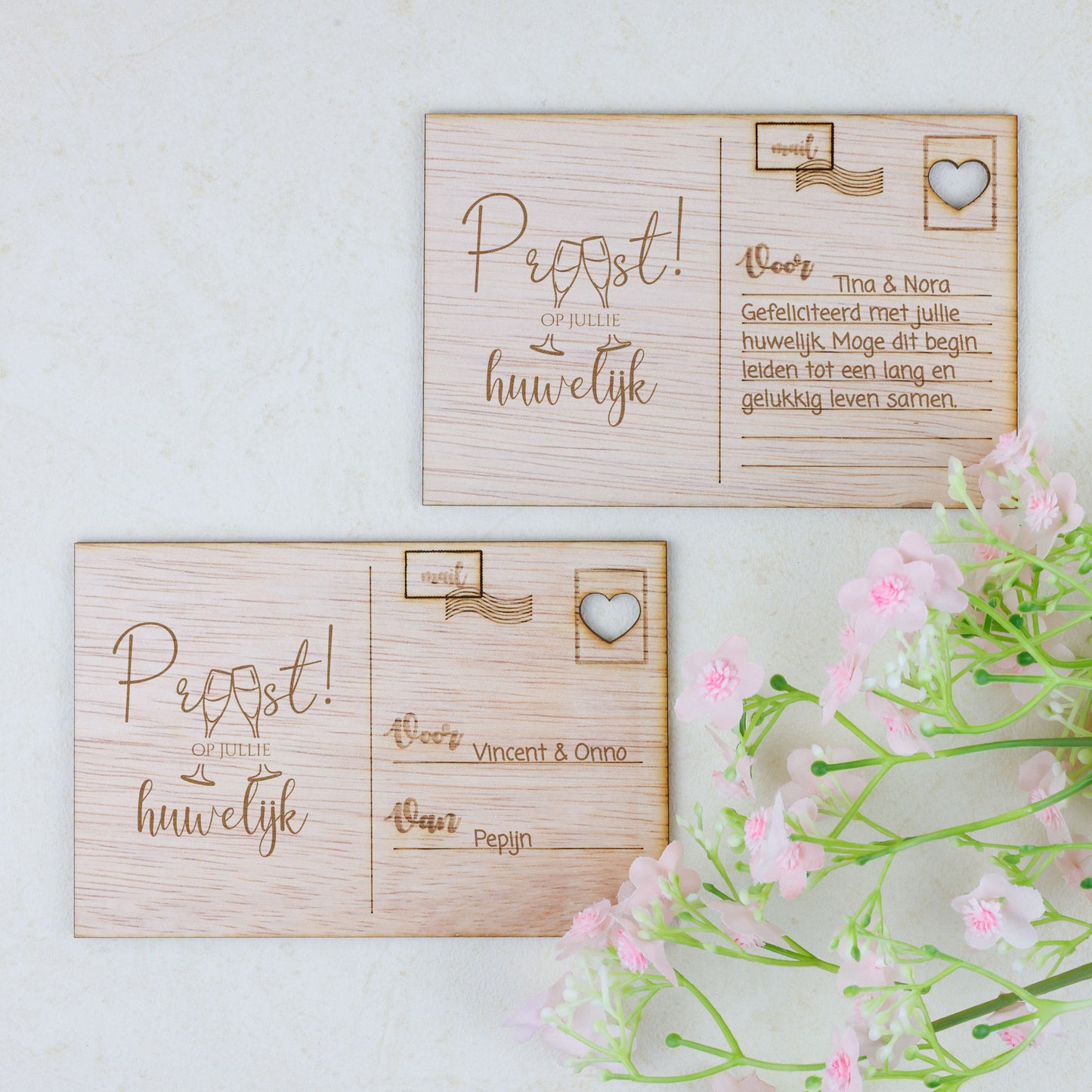 Houten kaart - Proost! op jullie huwelijk