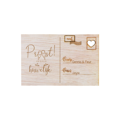 Houten kaart - Proost! op jullie huwelijk