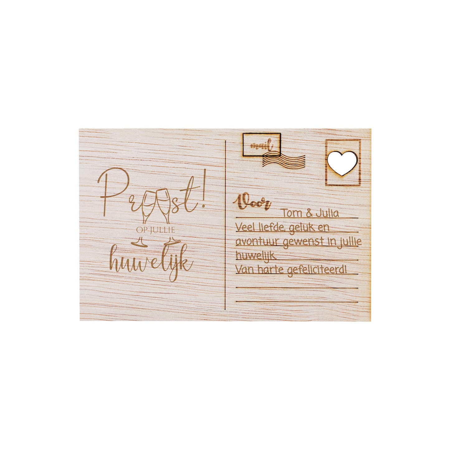 Houten kaart - Proost! op jullie huwelijk
