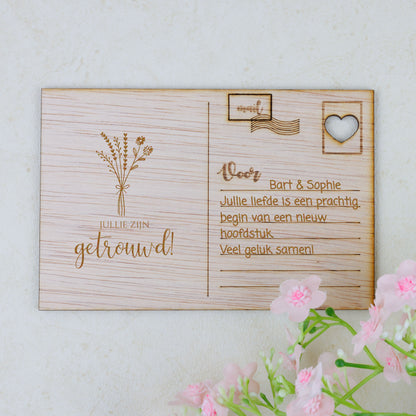 Houten kaart - Jullie zijn getrouwd!