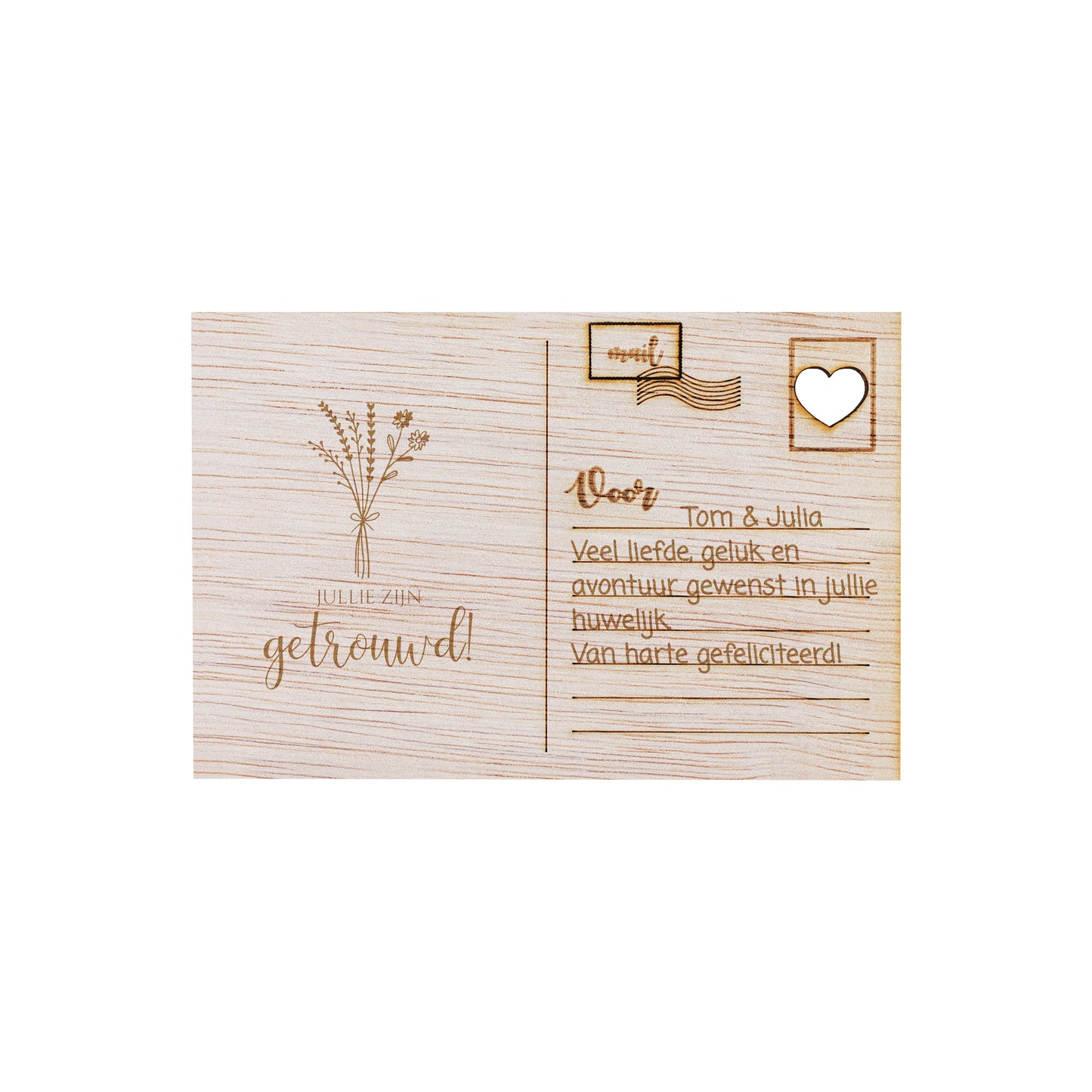 Houten kaart - Jullie zijn getrouwd!