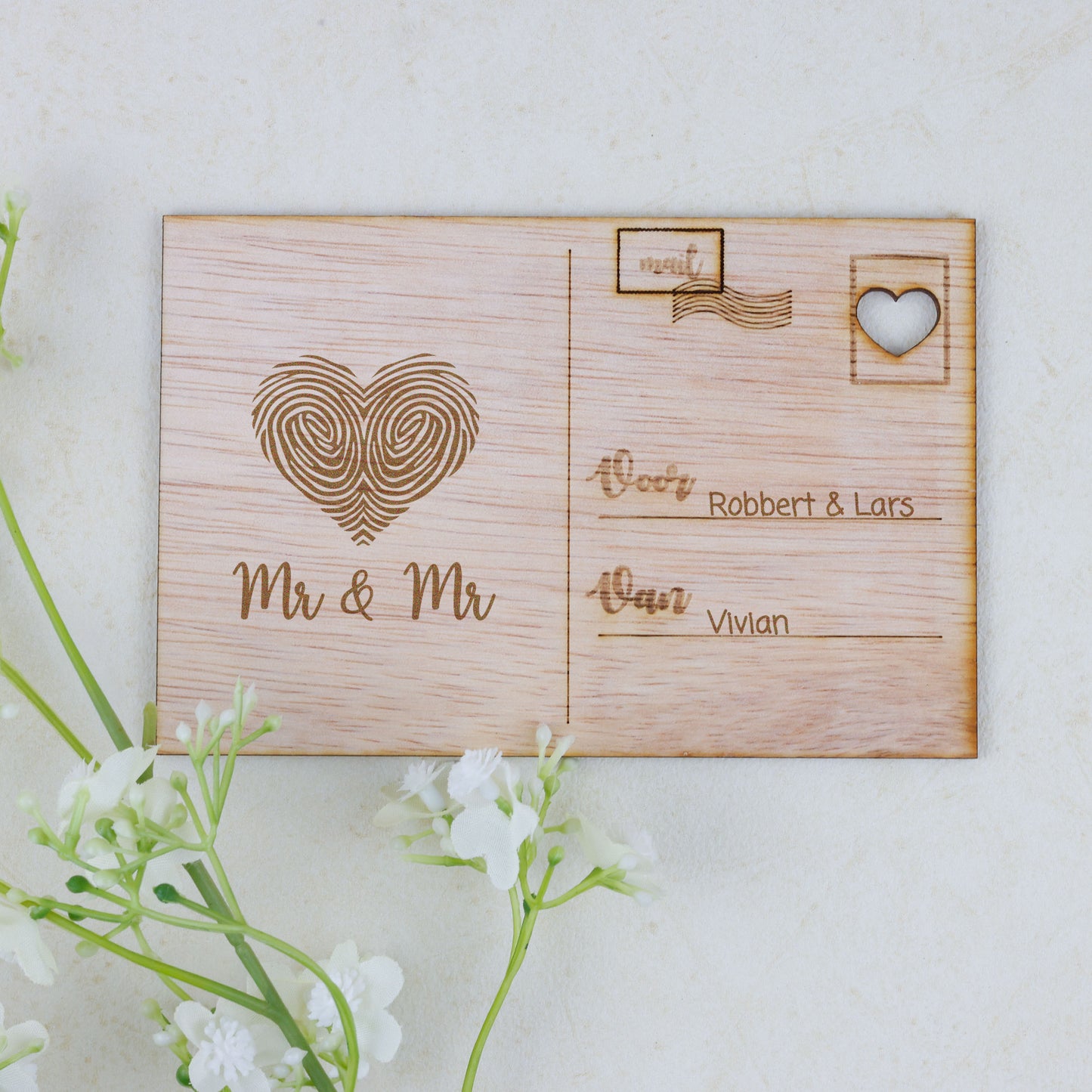 Houten kaart - Mr(s) & Mr(s)