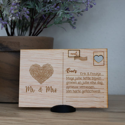 Houten kaart - Mr(s) & Mr(s)