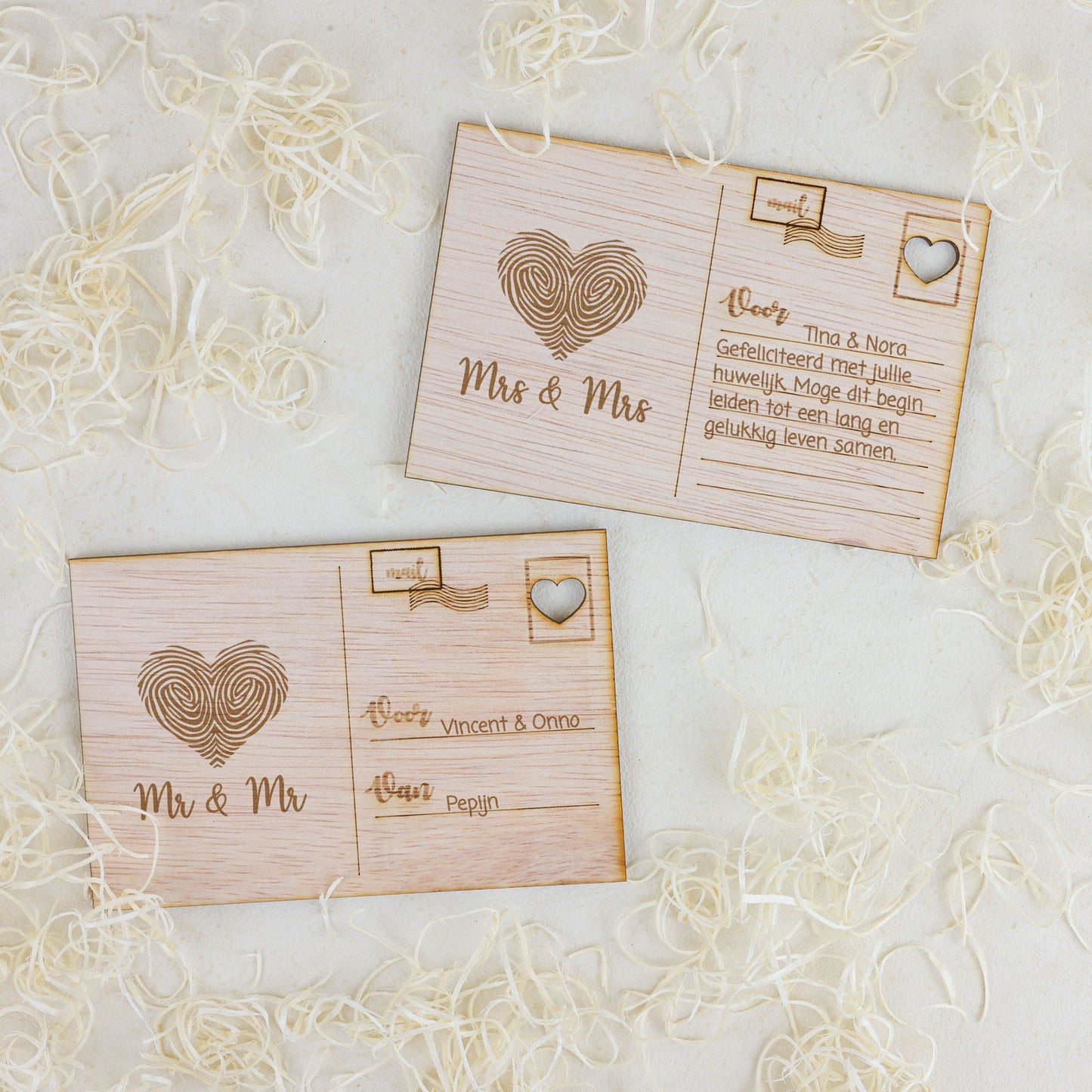 Houten kaart - Mr(s) & Mr(s)