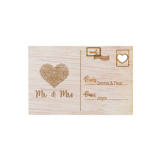 Houten kaart - Mr(s) & Mr(s)