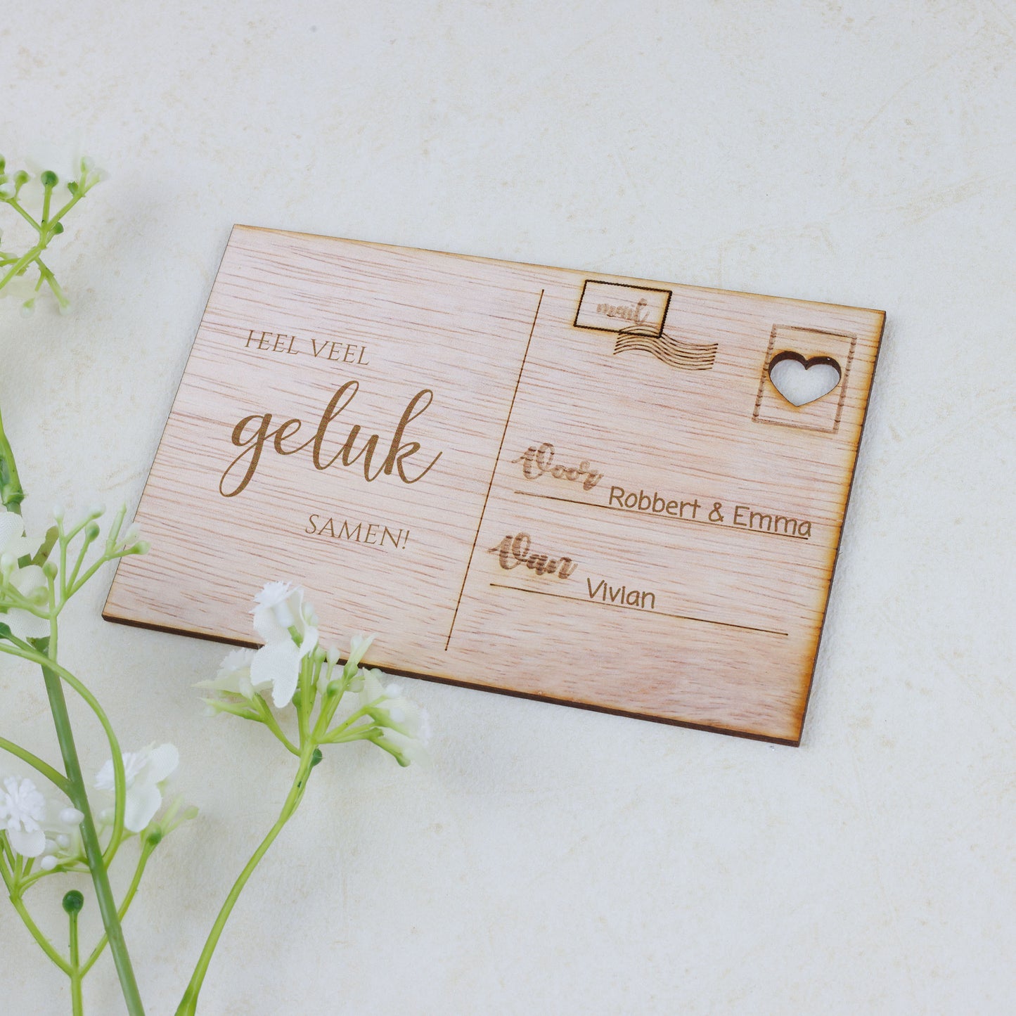 Houten kaart - Heel veel geluk samen!