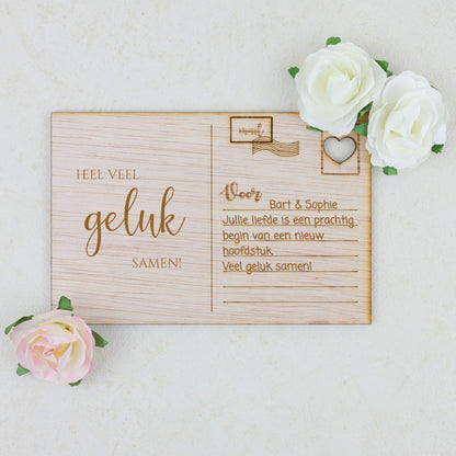 Houten kaart - Heel veel geluk samen!