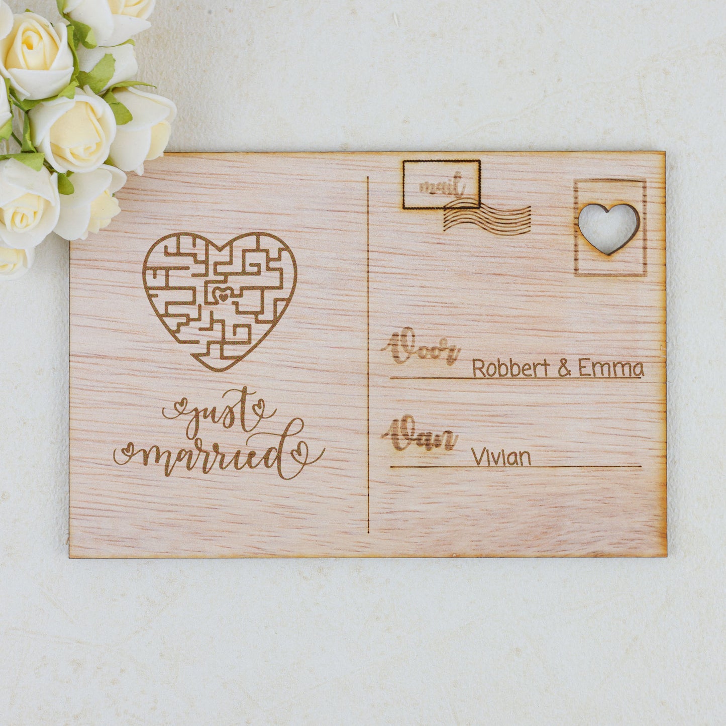 Houten kaart - Just married - Puzzel