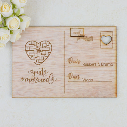 Houten kaart - Just married - Puzzel