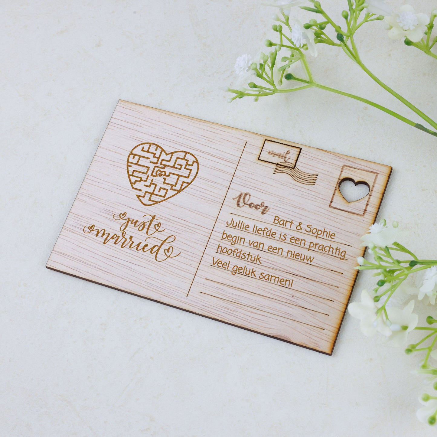 Houten kaart - Just married - Puzzel