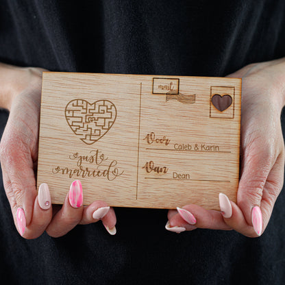 Houten kaart - Just married - Puzzel
