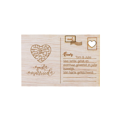 Houten kaart - Just married - Puzzel