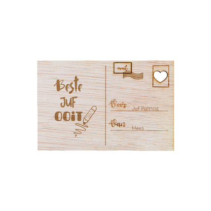 Houten kaart - Beste Juf Ooit
