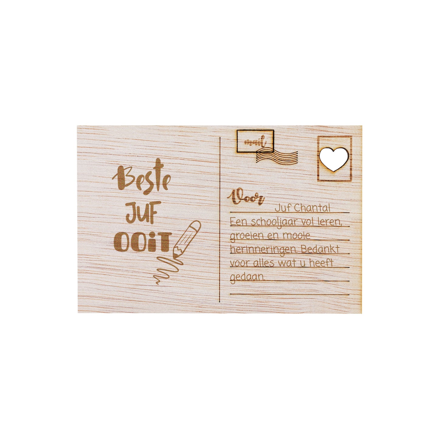 Houten kaart - Beste Juf Ooit
