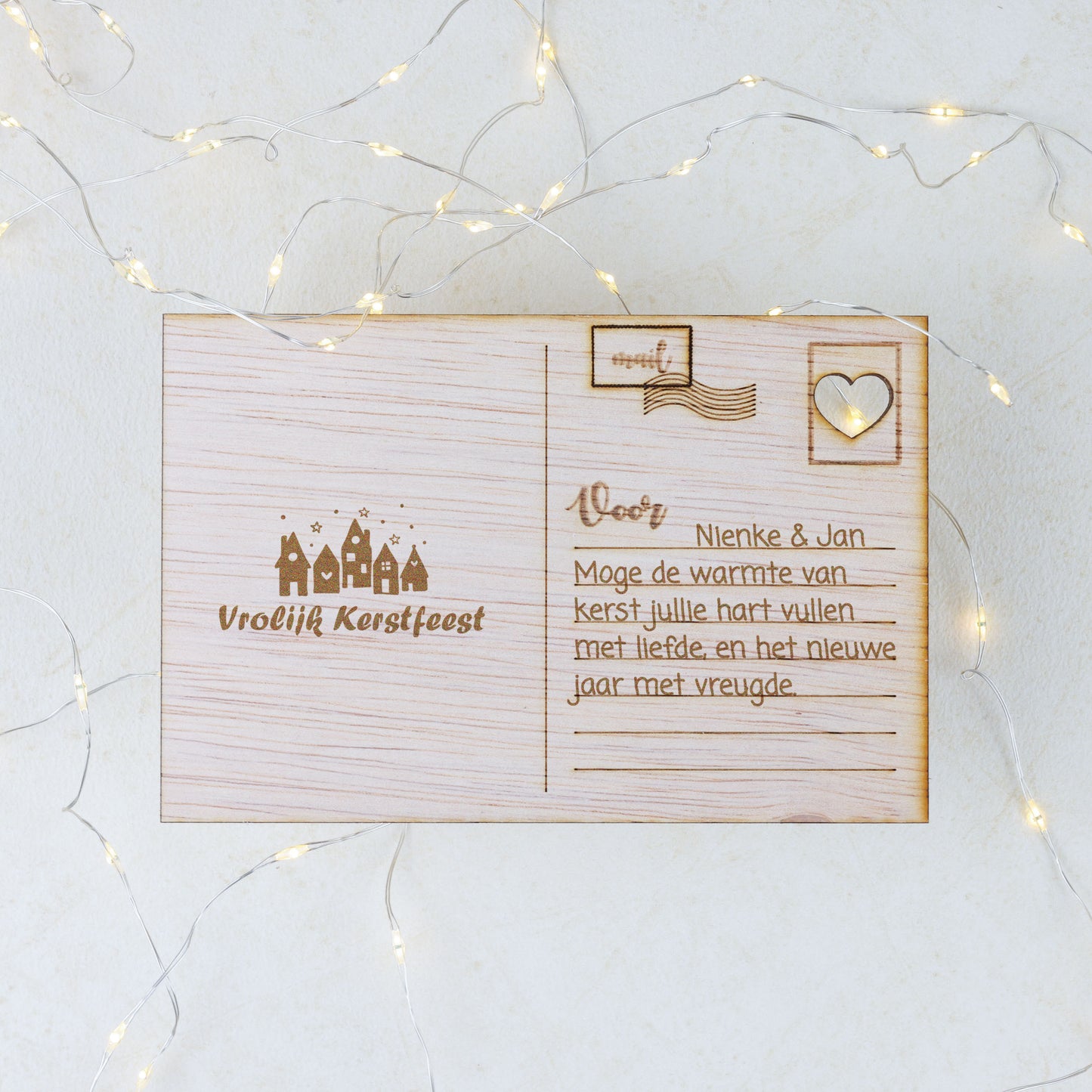 Houten kaart - Vrolijk kerstfeest
