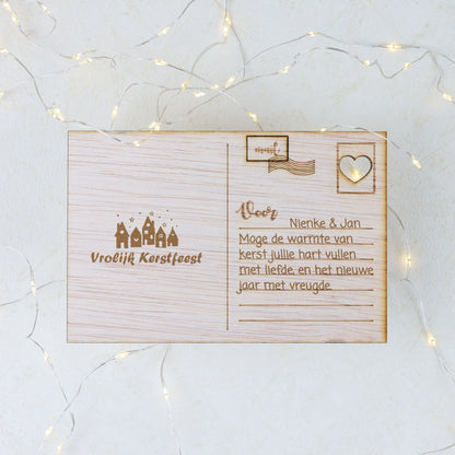 Houten kaart - Vrolijk kerstfeest