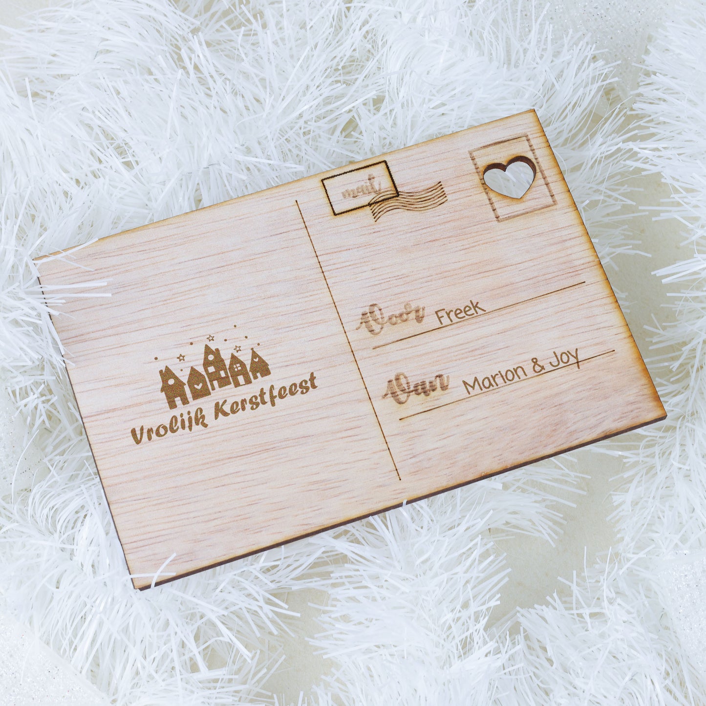 Houten kaart - Vrolijk kerstfeest