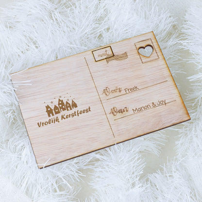 Houten kaart - Vrolijk kerstfeest