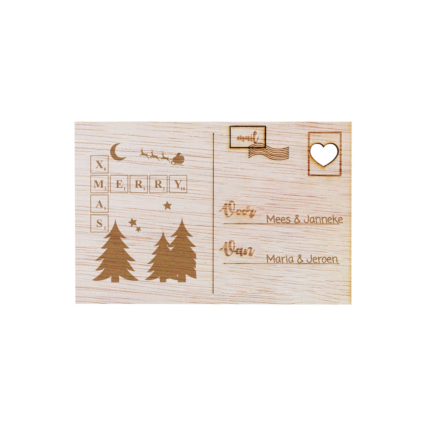 Houten kaart - Merry X-Mas