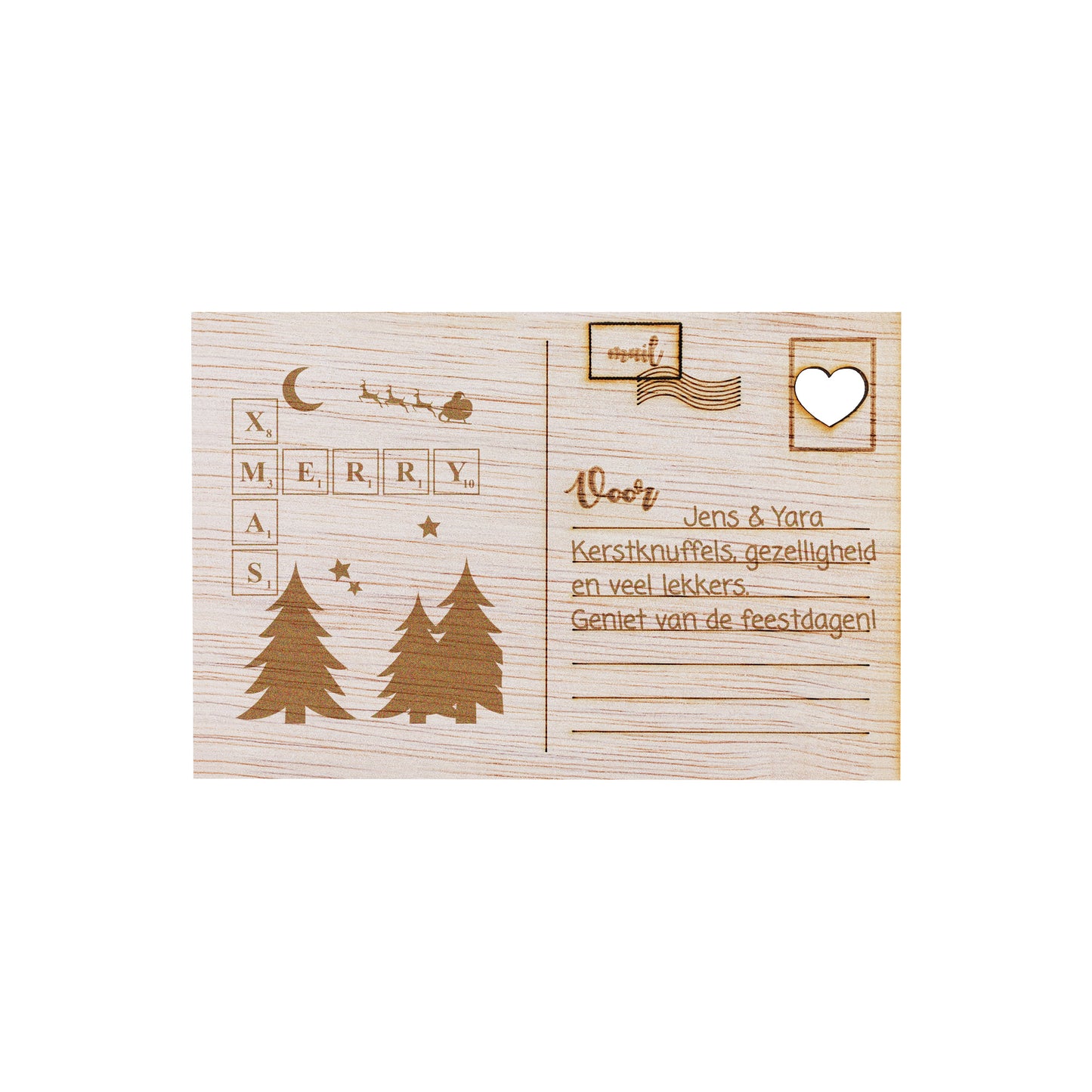 Houten kaart - Merry X-Mas