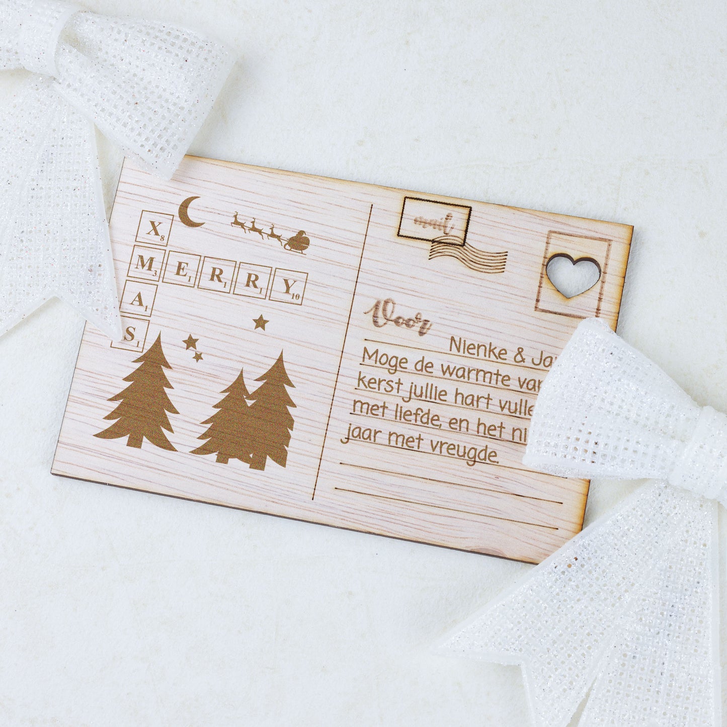 Houten kaart - Merry X-Mas