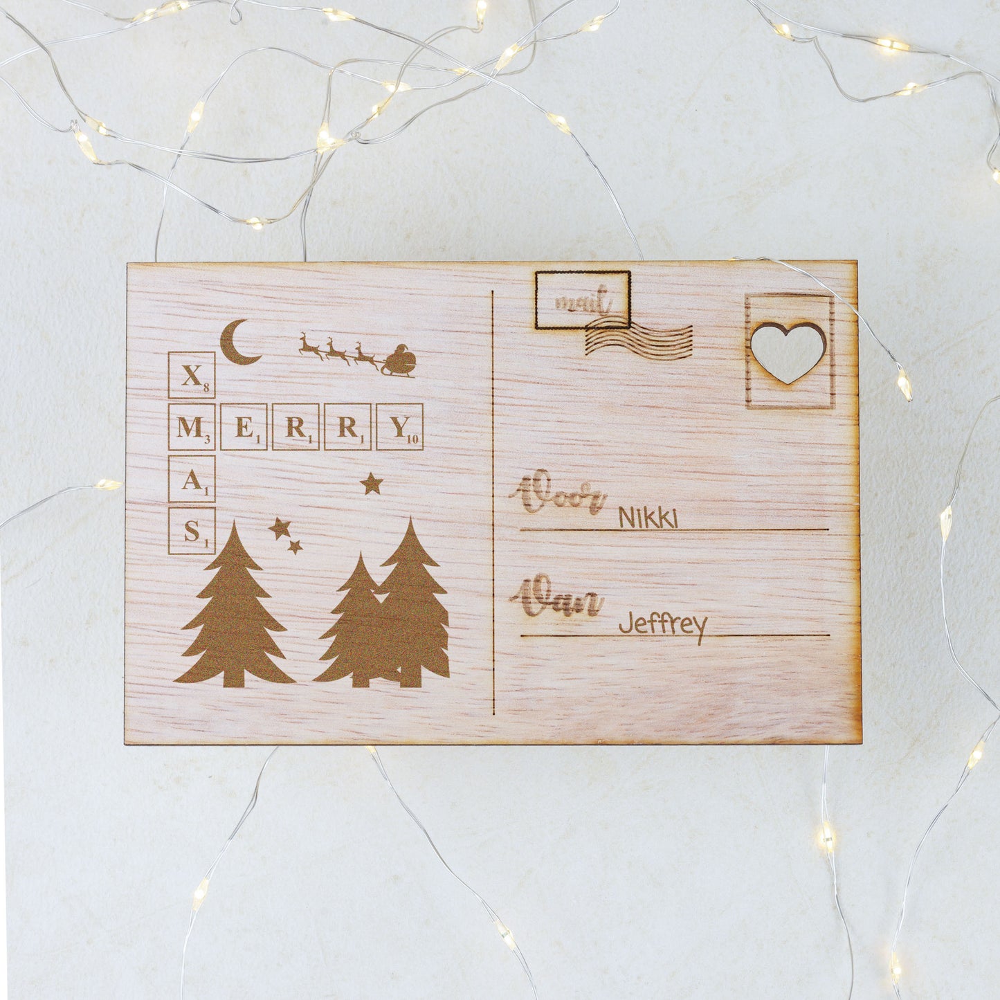 Houten kaart - Merry X-Mas