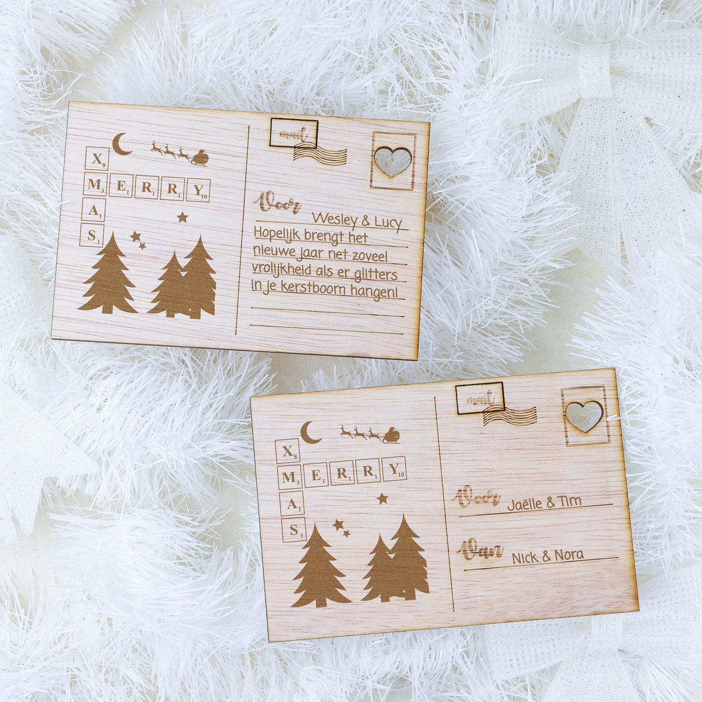 Houten kaart - Merry X-Mas
